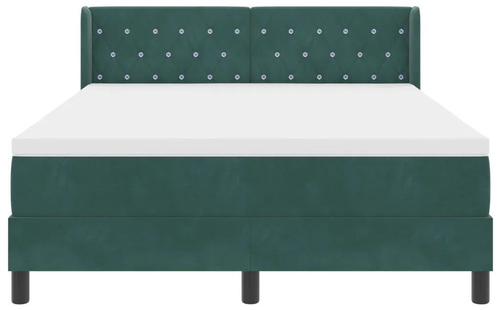 Bokszrugós Ágy Matracra Sötét Zöld 140x200 cm Bársonyos