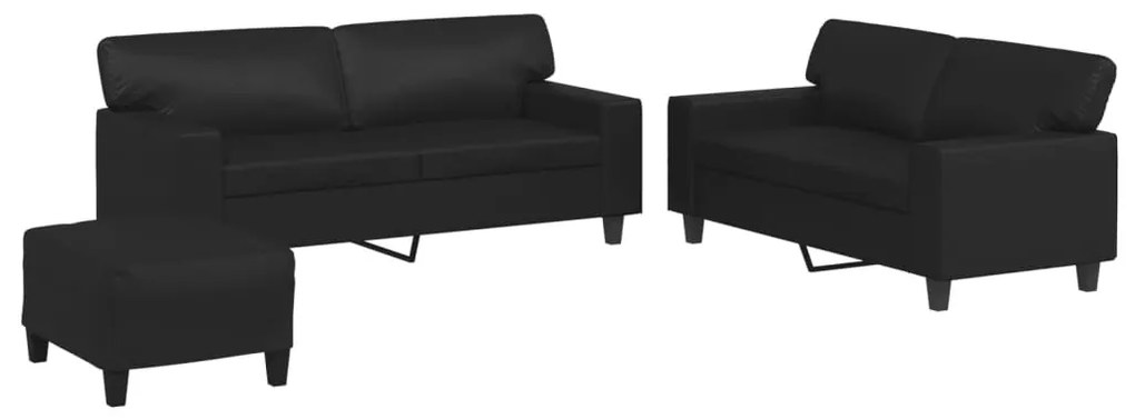 vidaXL 3 részes fekete műbőr ülőgarnitúra