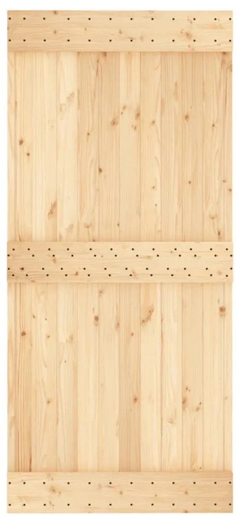 tömör fenyőfa tolóajtó fémszerelékszettel 95 x 210 cm