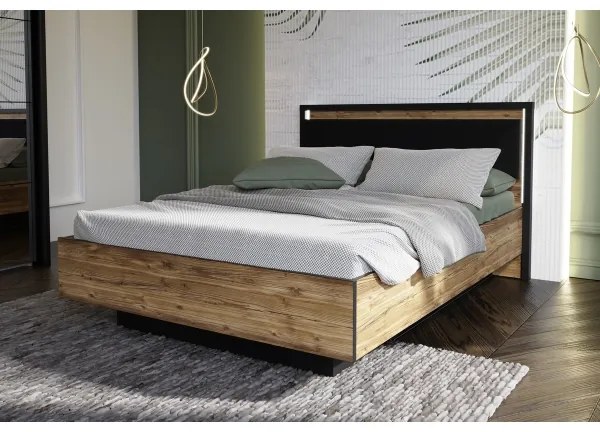 Franciaágy tárolóval OREN 140x200 cm barna/fekete