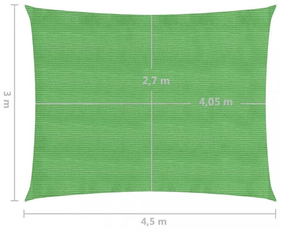 világoszöld HDPE napvitorla 160 g/m² 3 x 4,5 m