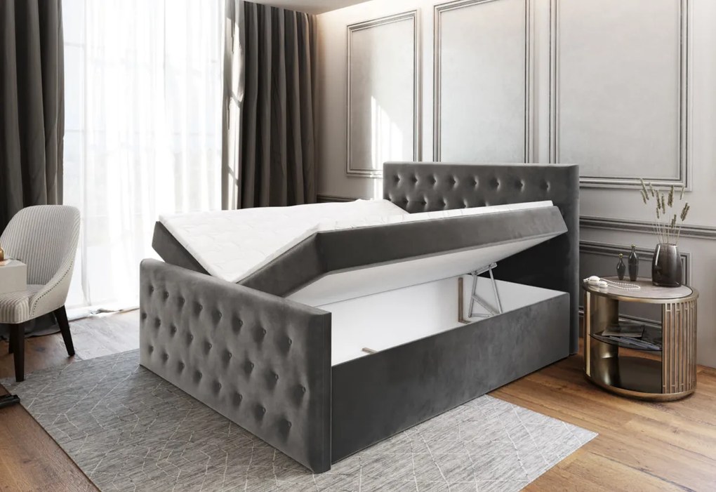 FENDI kárpitozott boxspring ágy, 160x200, casablanca 4 + topper