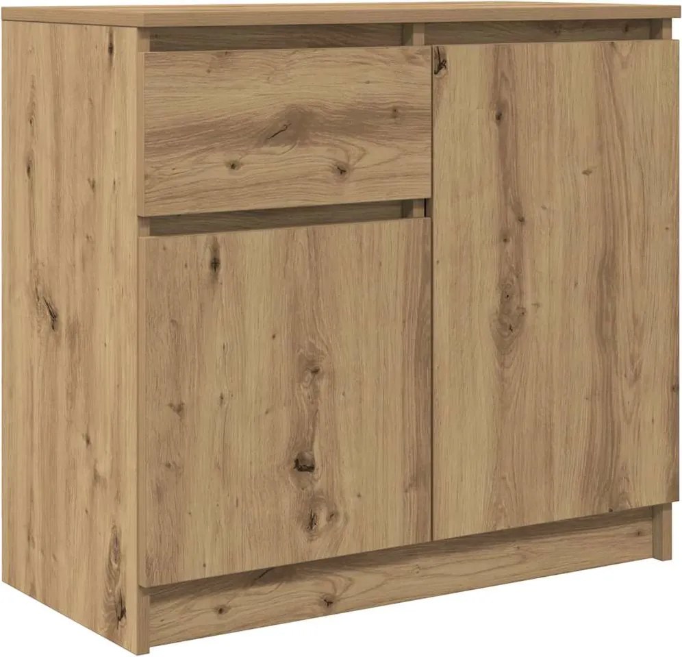 vidaXL kézműves tölgy szerelt fa tálalószekrény fiókos 71x35x65 cm