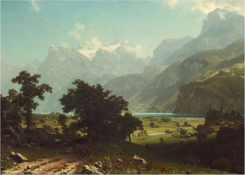 Üveg kép - Albert Bierstadt, Lake Lucerne, reprodukciók (70x50 cm)