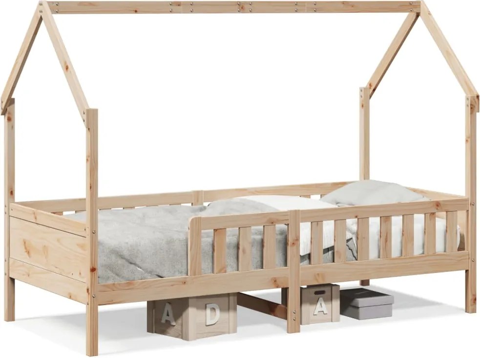 vidaXL tömör fenyőfa házikó gyerekágykeret 90 x 190 cm