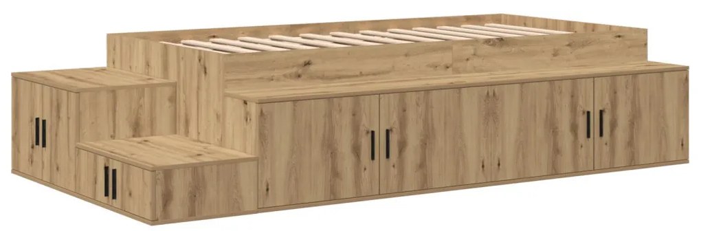 Ágykeret tárolóval kézműves tölgy 234 x 103 x 53.5 cm Faanyag