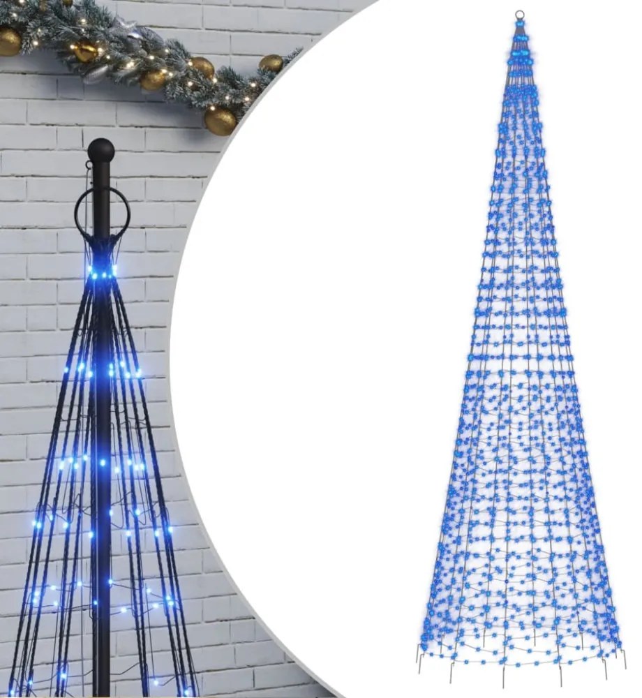 kék LED karácsonyfa zászlórúdra 1534 LED 500 cm