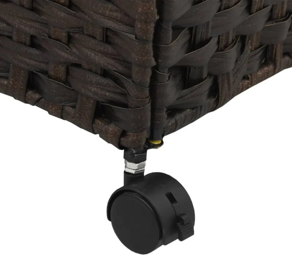 sötétbarna rattan szennyeskosár kerekekkel 60x35x60,5 cm