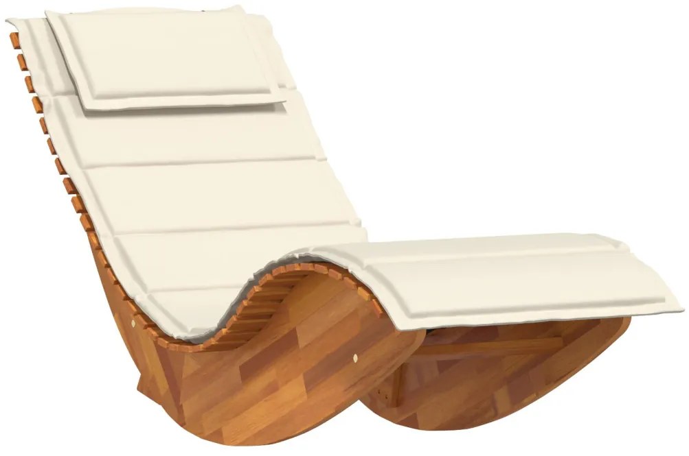 Napozó párnával 2 pcs Barna 60 x 154 x 74cm Tömör akácfa