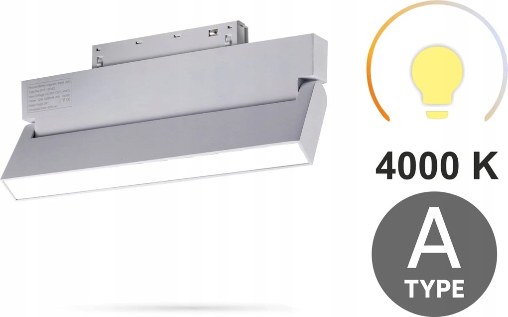 Lineáris reflektor Állítható Fehér 12W 4000K A típus Smart Track 48VDC