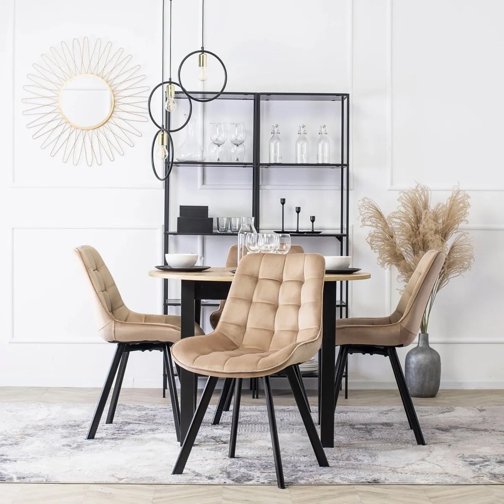 Szék bézs színben, bársony kárpittal RICK