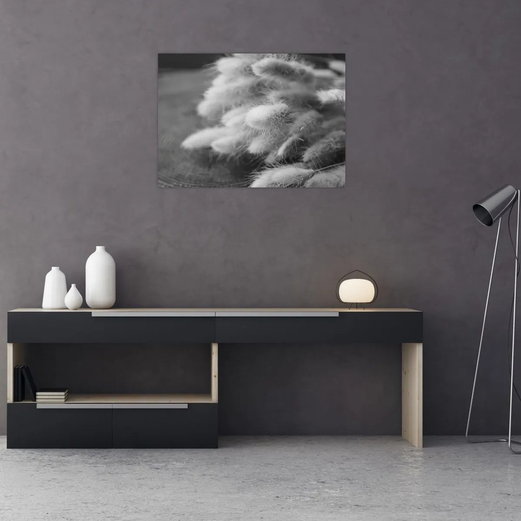 Üveg kép - nyúlfarknyi fű az asztalon (70x50 cm)