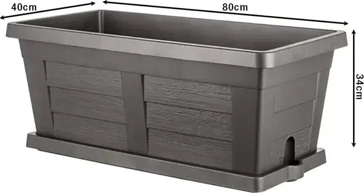 Bama Legno kerti nagy méretű virágláda antracit, 80 x 40 x 35 cm, 80 cm