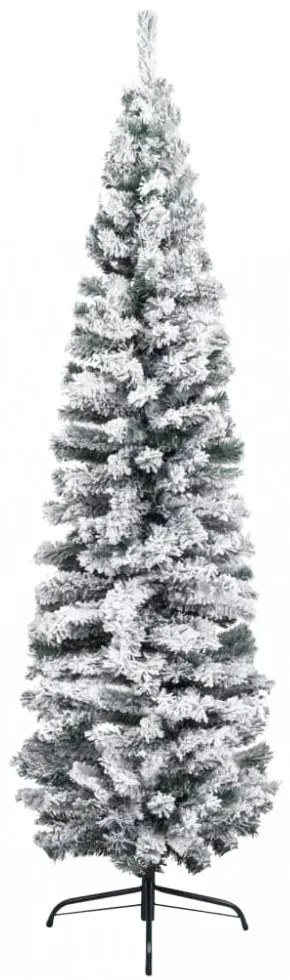 zöld PVC vékony műkarácsonyfa hóval 180 cm
