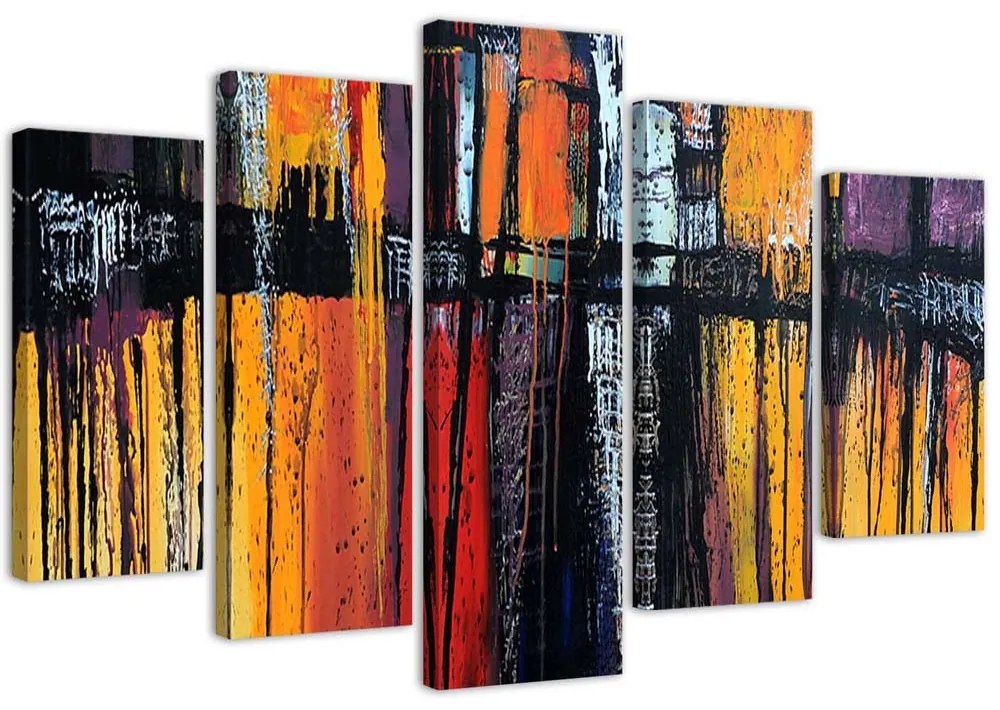 Gario Vászonkép Tüzes absztrakció - 5 részes Méret: 150 x 100 cm