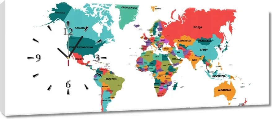 Faliórák 100x40 Világtérkép