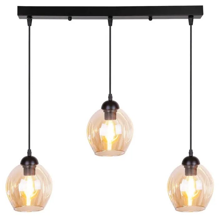 Fekete függőlámpa üveg búrával 14x70 cm Aspa – Candellux Lighting