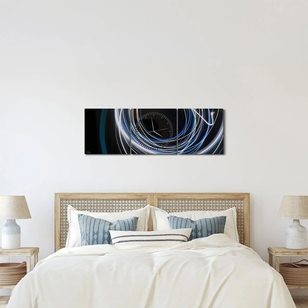 Kék vonalak képe (órával) (90x30 cm)