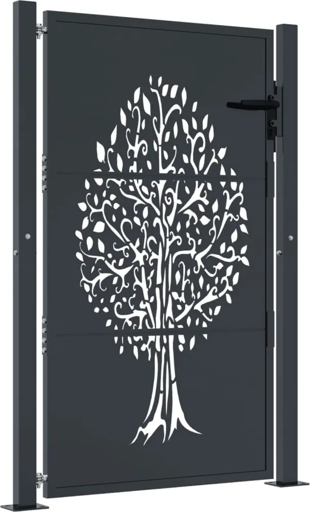 vidaXL antracitszürke famintás acél kertkapu 100x150 cm