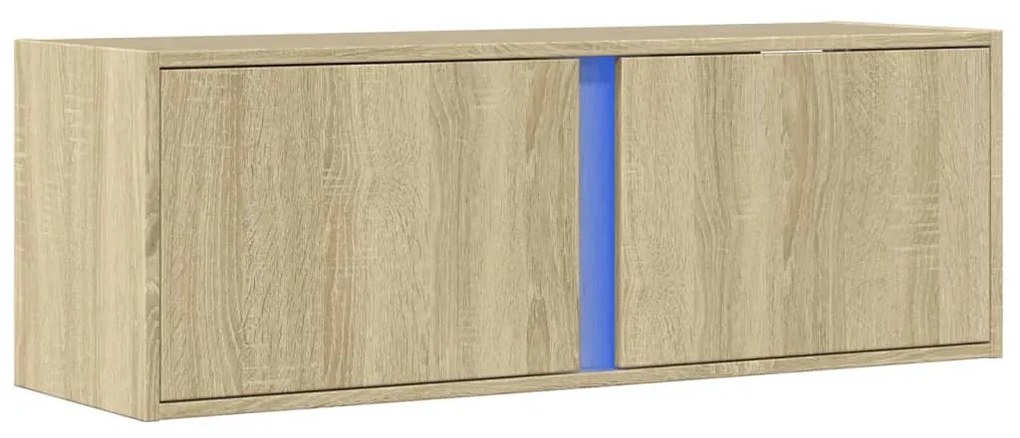 sonoma tölgy színű fali TV-szekrény LED-ekkel 100x31x35 cm