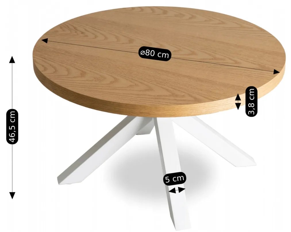 Dohányzóasztal Tölgy/Fehér Színben. LINCOLN