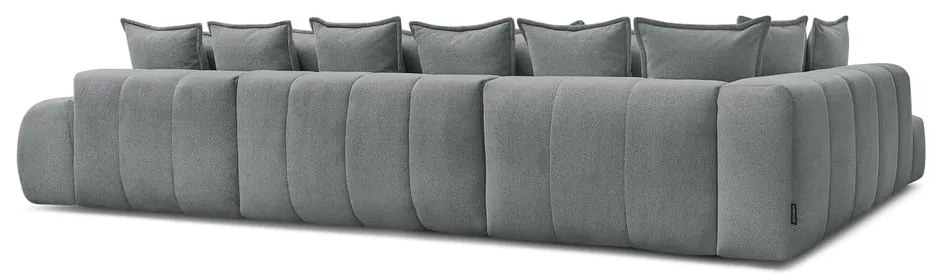 Sötétszürke zsenília kinyitható-tárolóhelyes sarokkanapé (bal oldali-U alakú) Everest – Bobochic Paris