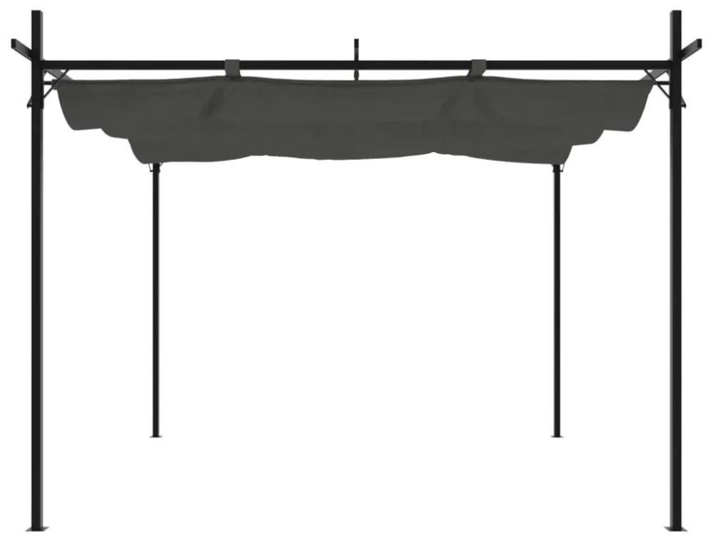 antracitszürke pergola behúzható tetővel 295 x 292 x 230 cm