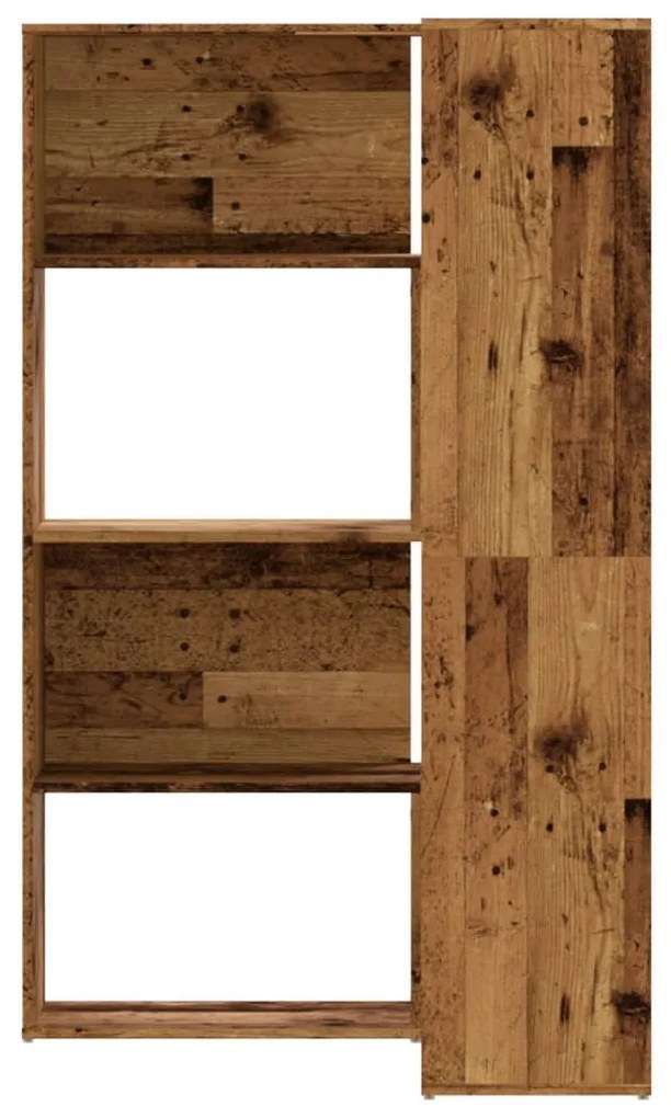 4 szintes antik fa szerelt fa sarokkönyvespolc 85 x 85 x 140 cm