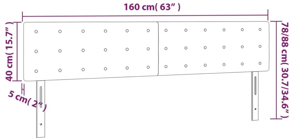 fekete bársony LED-es fejtámla 160x5x78/88 cm