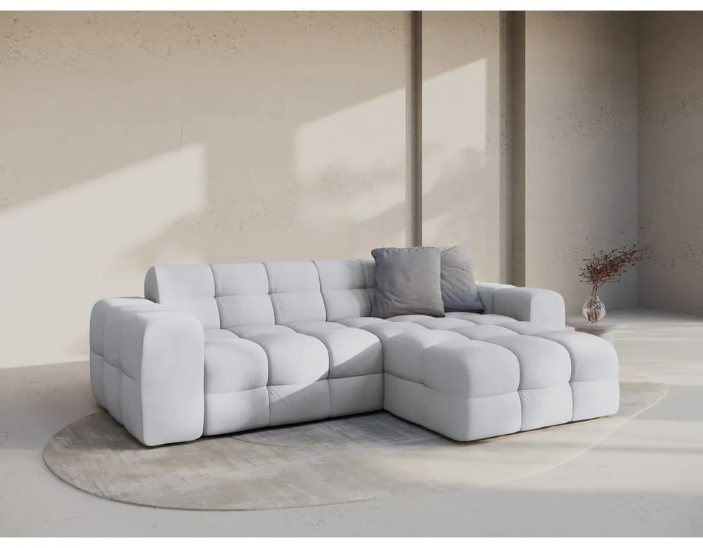 Világosszürke sarokkanapé (jobb oldali-heverő résszel) Kendal – Micadoni