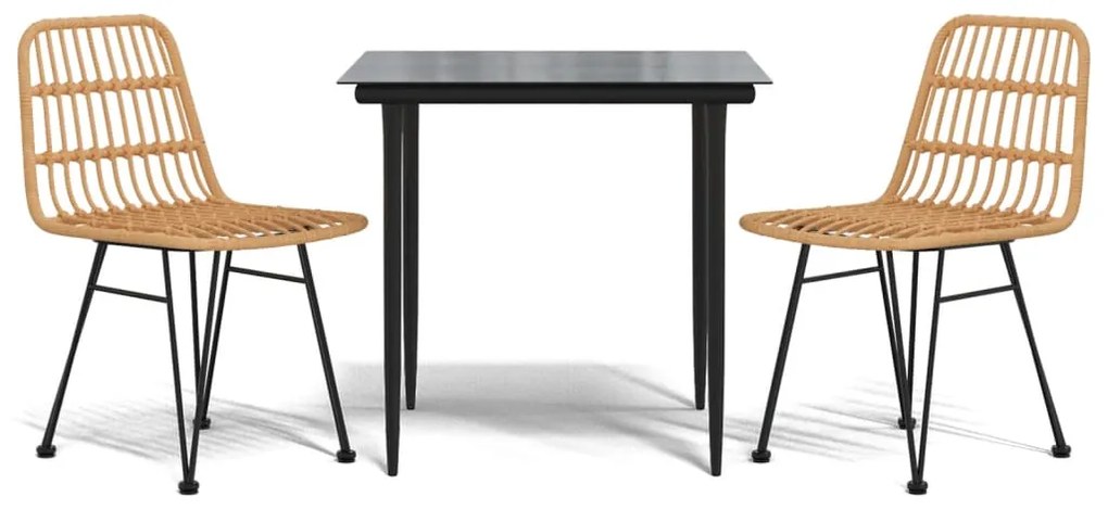 vidaXL 3 részes polirattan kerti étkezőgarnitúra