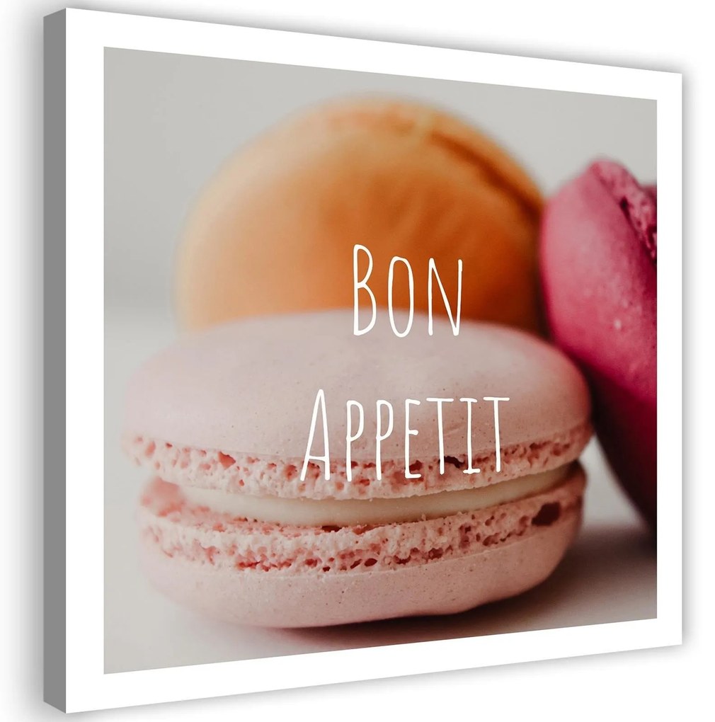 Gario Vászonkép Makaróni - bon apetit Méret: 60 x 60 cm