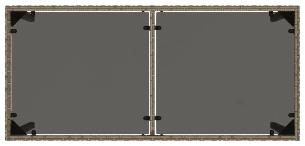 szürke polyrattan üveglapos kerti asztal 115x54x74 cm