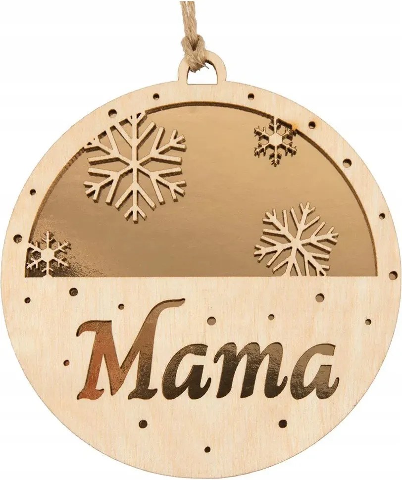 Fa Karácsonyfadísz Anya Felirattal Ajándék Karácsonyra Arany