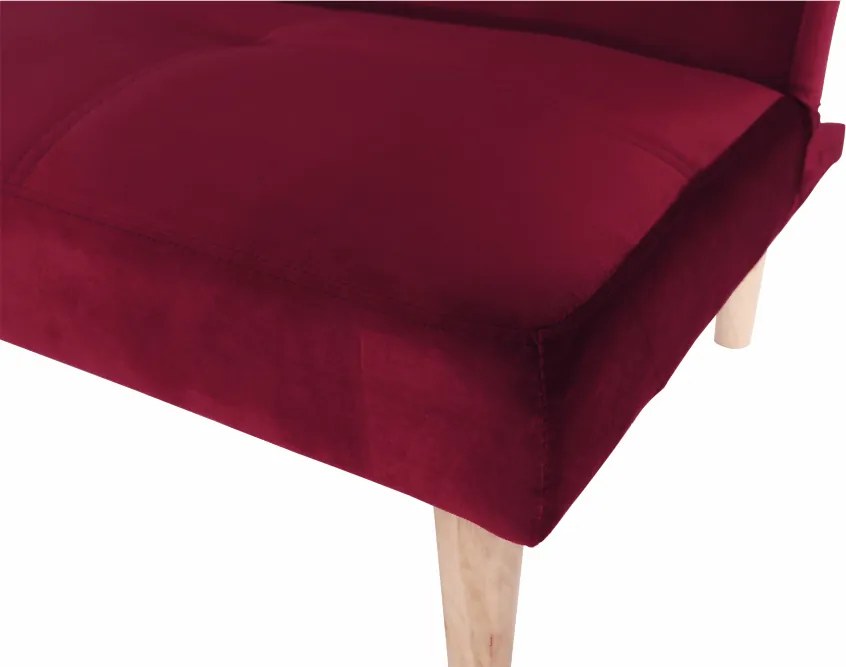 Kanapé széthúzhatós, bordó/tölgy, ALIDA