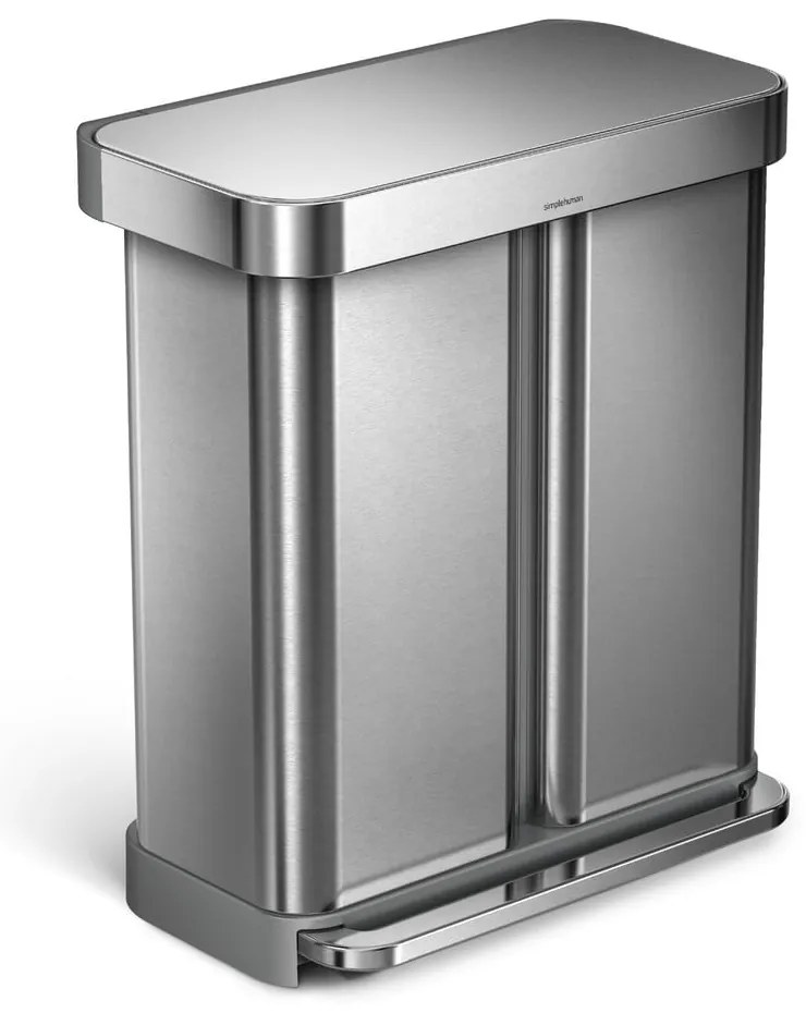 Rozsdamentes acél pedálos szemetes szelektív hulladékhoz 58 l Dual - simplehuman