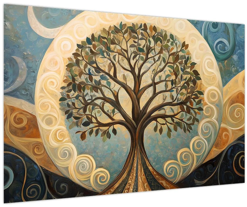 Kép – Életfa és spirálok (90x60 cm)