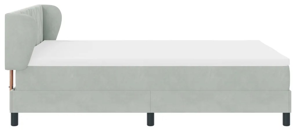 Box spring ágy matraccal, világosszürke, 140x190 cm, bársony