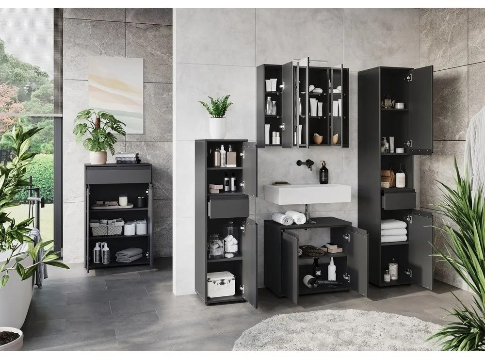 Antracitszürke mosdó alatti szekrény 63x55 cm Lemont – Germania