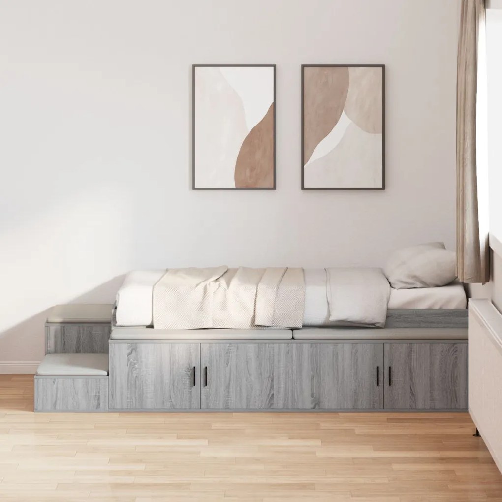 Tárolóágykeret Szürke sonoma 100x200 cm