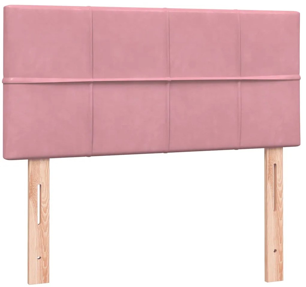 Box Spring ágy matraccal rózsaszín 100x220 cm bársony