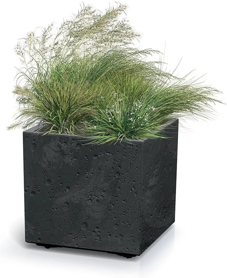 Prosperplast SIERRA SQUARE virágcserép ,beton effekt 38,5 cm antracit