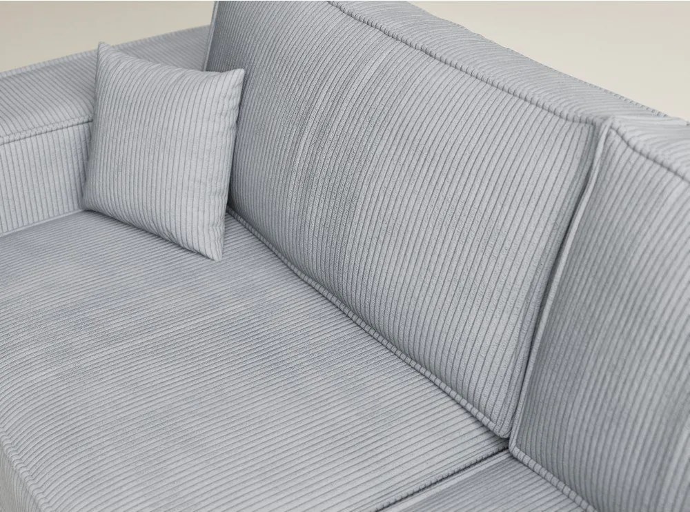 Szürke kordbársony kinyitható-tárolóhelyes sarokkanapé (jobb oldali-L alakú) Tonga – Maison de Rêve
