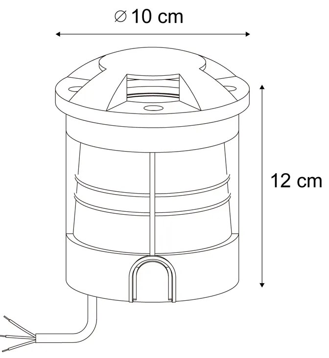 6 darabos modern fekete talajspot GU10 50mm 4 irányú fényhatással IP65 - Cellar