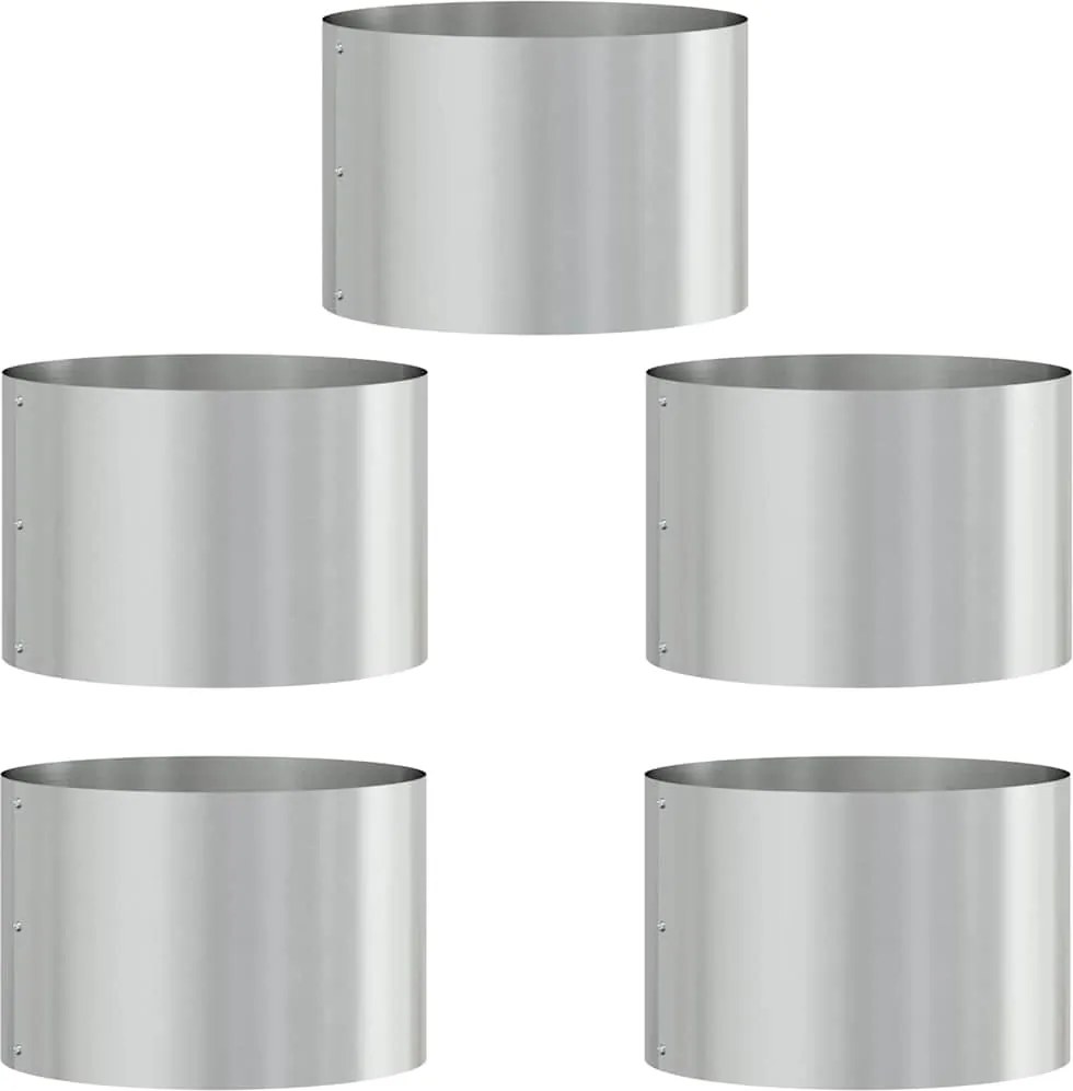 vidaXL Ültető gyűrű 5 pcs Ezüst 30 x 30 x 20 cm Horganyzott acél