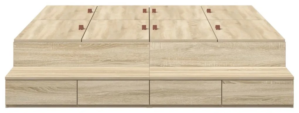 Ágykeret tárolóval Sonoma tölgy 226.5 x 140 x 31.5 cm Faanyag