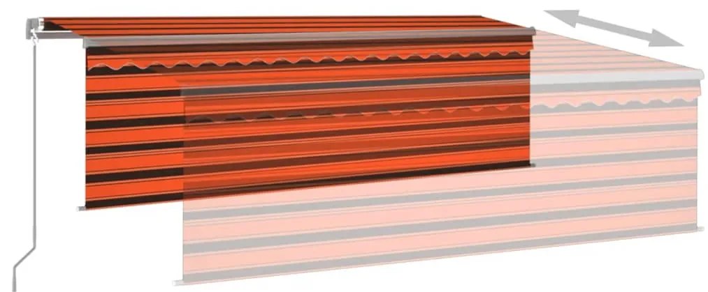 narancssárga-barna kihúzható LED-es napellenző redőnnyel 4,5x3m