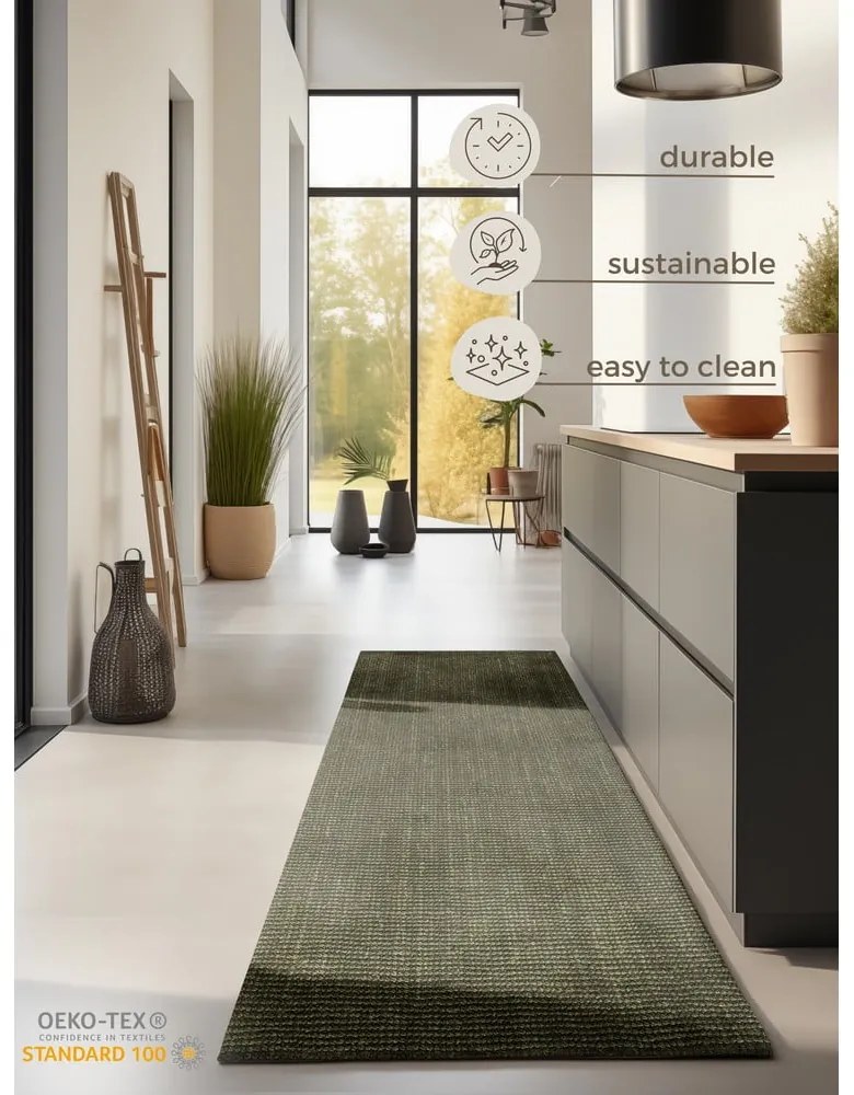 Khaki juta futószőnyeg 80x200 cm Bouclé – Hanse Home