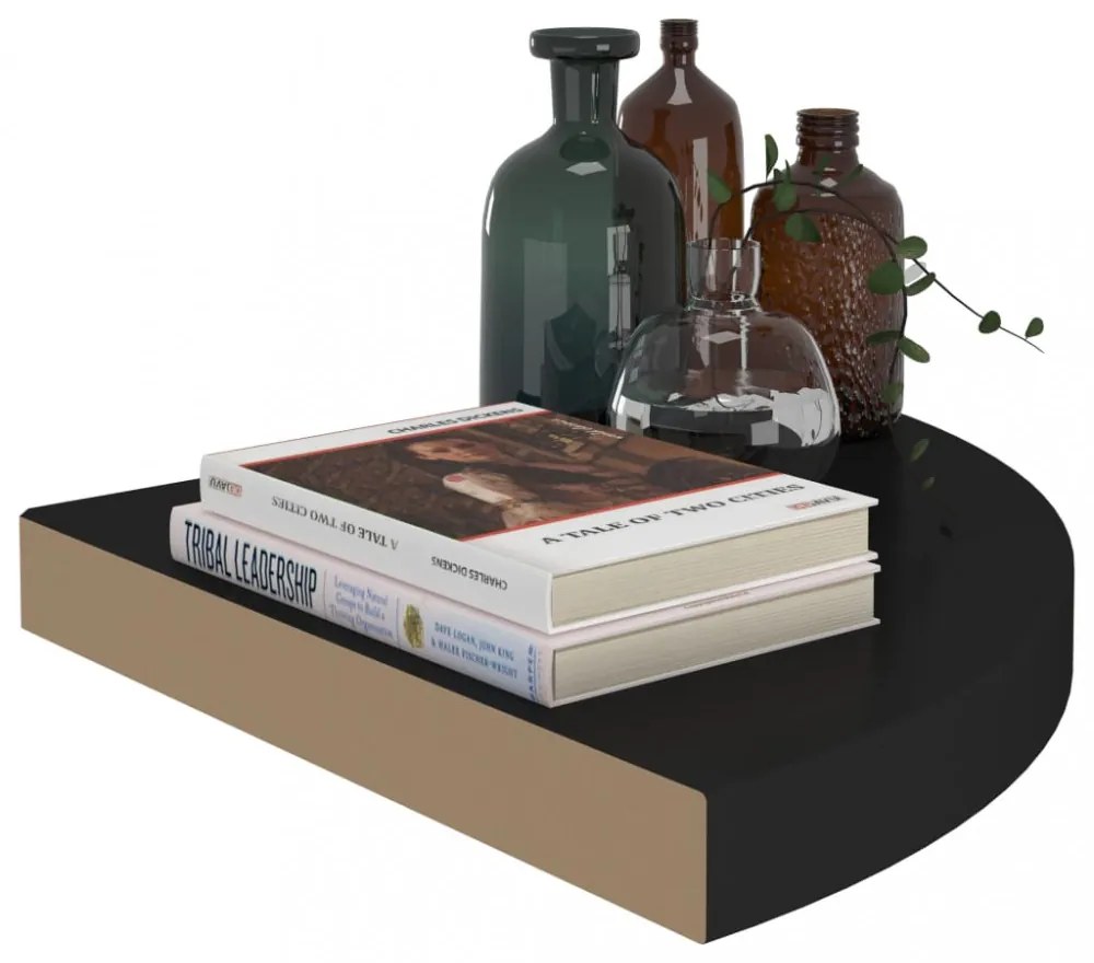 323920 Floating Corner Shelves 2 pcs Black 35x35x3,8 cm MDF