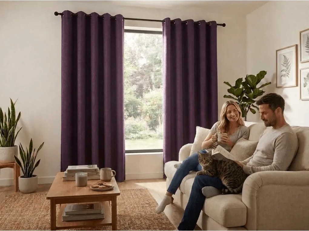 Sötétítő függöny DUNES VELVET 140x250 cm, lila Felfüggesztés: Hullámos sínszalag